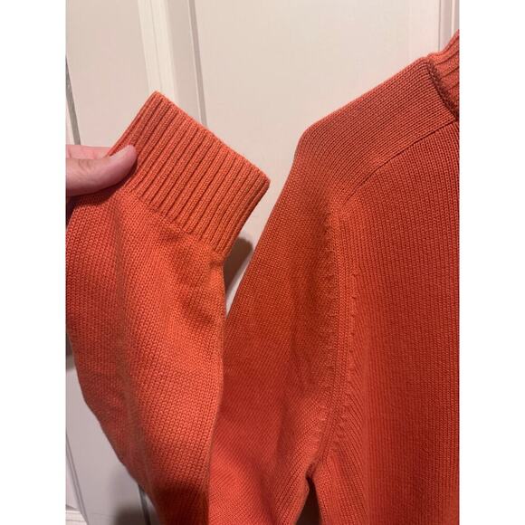 Lands' End Men's Quarter Zip Drifter Ribbed Pullover Sweater Spiced Apricot Sz L - Picture 2 of 11